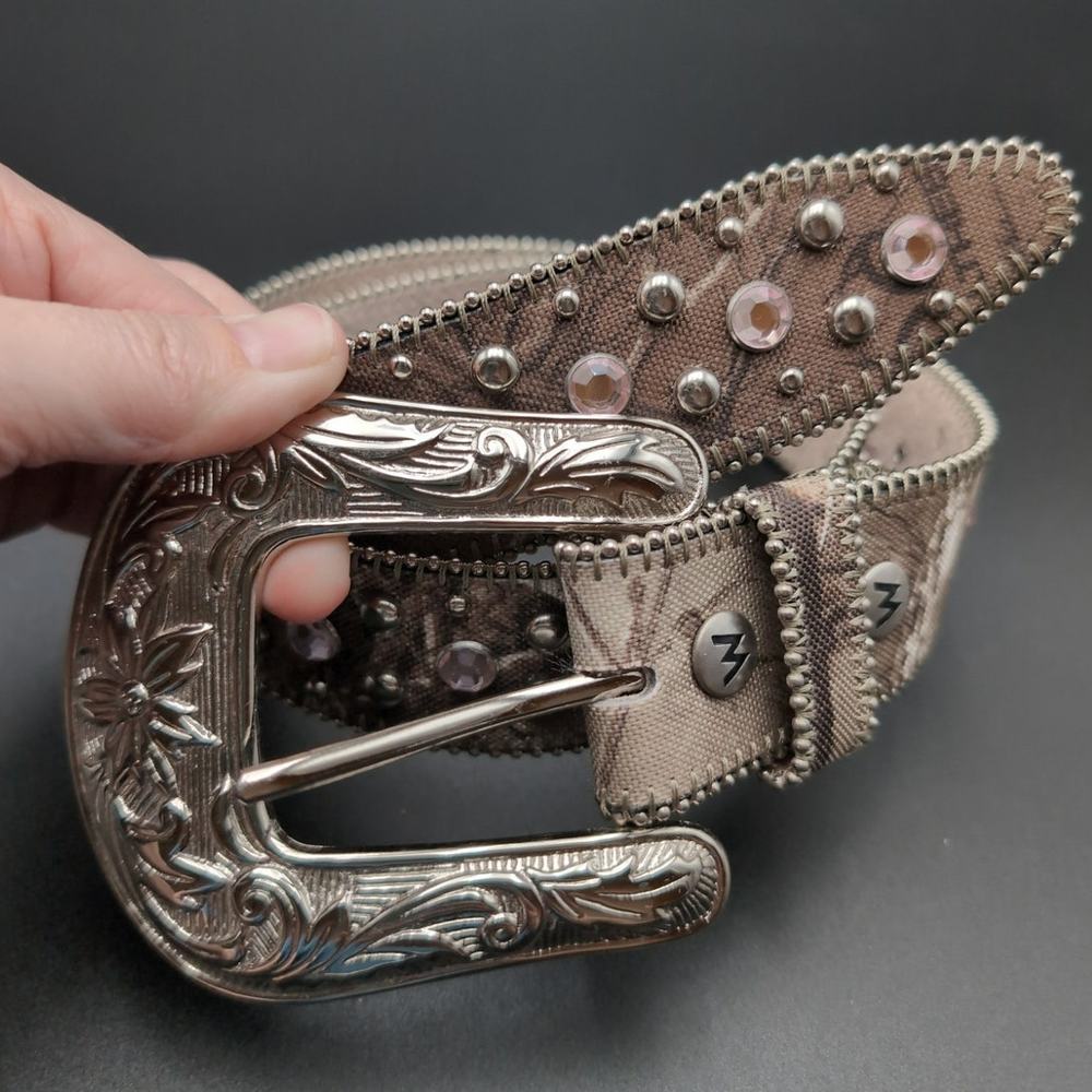 Stylish Silver and Brown Women's Studded Belt
